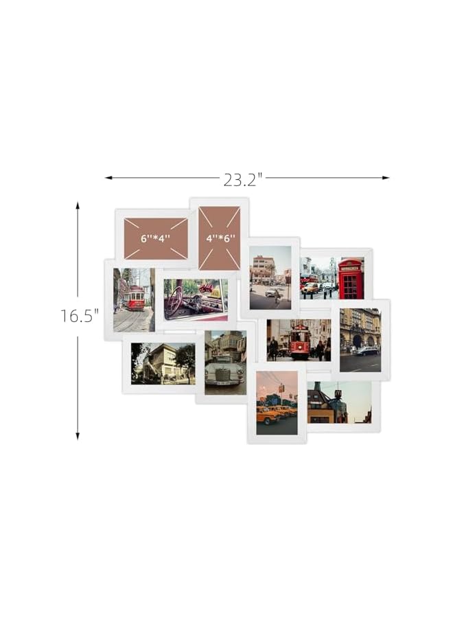 erorex ​Photo Frame Collage,​4x6 Photo Frames for Wall Decoraton,Classic Picture Frames Gallery Collection Display 12 Opening Photos Collage Frame for Wall Hanging,Multi Family Picture Frame (White)  - Image 5