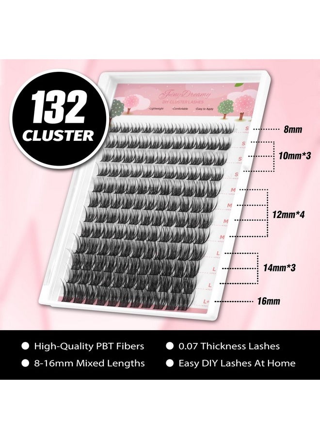 FinyDreamy - Lash Clusters 132Pcs Individual Lashes Extensions Volume Cluster Lashes 8-16Mm Mix Lengths C Curl 0.07Mm Thickness Eyelash Clusters And Apply Under Your Lashes(A03) - Image 1