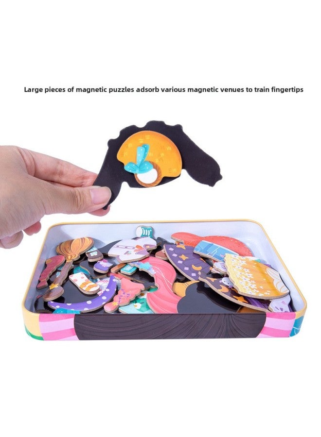 Iron Box Magnetic Dress Up Game Creative Combination Animal Dinosaur Vehicle Expression Varieties Creative Puzzle Toy-Color:XHN-Expression - Image 5