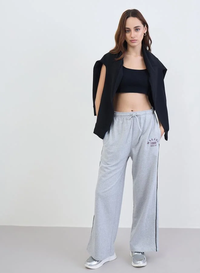 Styli Women Grey Wide Leg Joggers