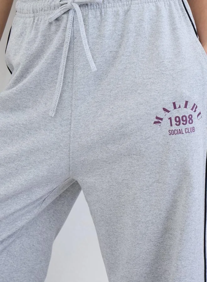 Styli  Women Grey Wide Leg Joggers for Women | Best Price UAE