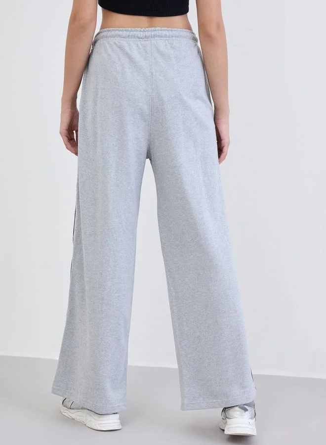 Styli  Women Grey Wide Leg Joggers for Women | Best Price UAE