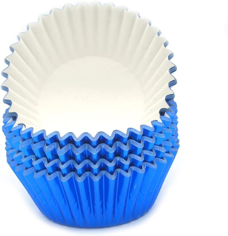 Mombake Standard Blue Foil Cupcake Liners Muffin Baking Cups for Party and More, 100-Count - Image 1