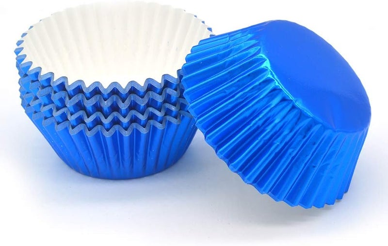Mombake Standard Blue Foil Cupcake Liners Muffin Baking Cups for Party and More, 100-Count - Image 2