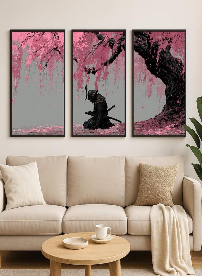 Gamya Framed Japan Samurai Theme Wall Painting Posters For Office, Living Room, Bedroom Wall Decor - Japanese Japandi Samurai Aesthetic Room Decor (Resting Samurai (Black Frames), 13x19 Inches, Framed) - Image 1