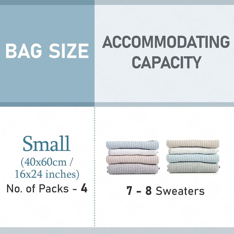 ABOUT SPACE Polyethylene 4 Pack Vacuum Bags For Travel With Hand Pump,Airtight,Reusable Space Saver Compression Storage Bags For Packing,Sealer Bags With Ziplock For Comforters Blanket (Small), blue - Image 3