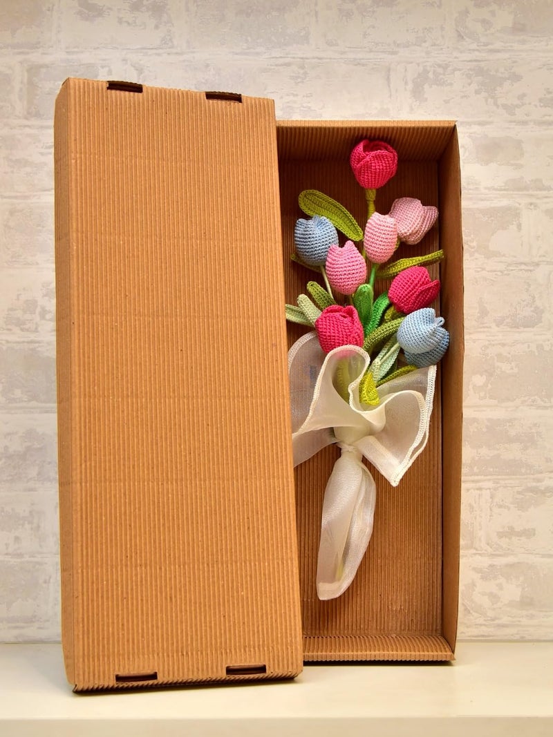 Happy Threads Crocheted Tulips Bouquet 18 inch Beautiful and Vibrant Colours Flowers Bouquet for Birthdays Weddings Gifts for Girlfriend Wife Husband Best Decor Item for Home Offices - Image 3
