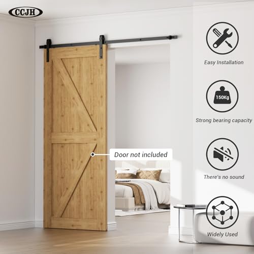 CCJH Barn Door Hardware Kit 4FT Sliding Track Heavy Duty for Single Max 24'' Wide Door Panel - Image 3