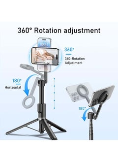 51" Magnetic Selfie Stick Phone Tripod with Bluetooth Remote Control, Extendable Phone Stand Tripod Compatible with MagSafe, Cellphone Tripod for iPhone 15 14 13 12 Series and Android Phones - pzsku/Z4220BC617066AB04CD8AZ/45/_/1720325523/4e88ff11-df96-4dff-88a8-8f0da0aba031