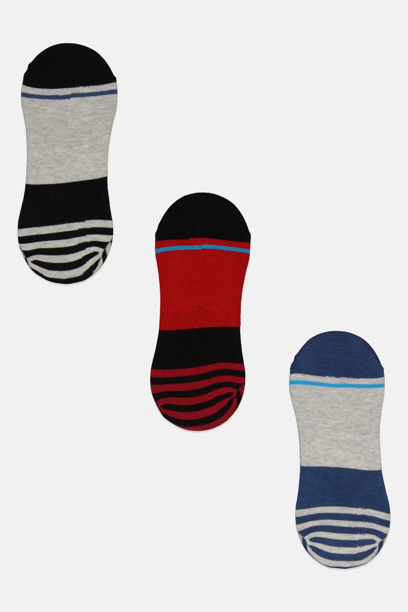 Men 3 Pairs Brand Logo Socks, Multicolor