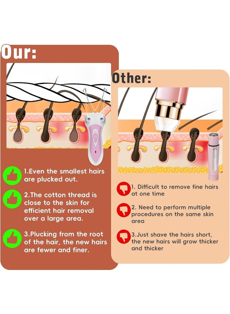 هالامين مزيل شعر الوجه للسيدات بالخيوط الكهربائية القطنية القطنية القابلة لإعادة الشحن الكهربائي - Image 3
