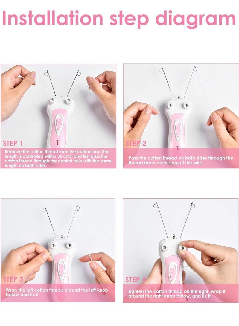 هالامين مزيل شعر الوجه للسيدات بالخيوط الكهربائية القطنية القطنية القابلة لإعادة الشحن الكهربائي - Image 2