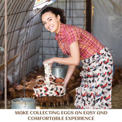 Silicherry 2 Pcs Egg Collecting Apron Chicken Egg Gathering Basket with 7 Pouches Holding Apron with 15 Pockets(Classic) - Image 5