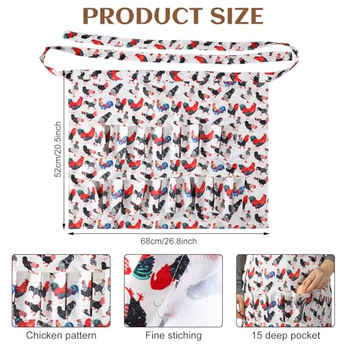 Silicherry 2 Pcs Egg Collecting Apron Chicken Egg Gathering Basket with 7 Pouches Holding Apron with 15 Pockets(Classic) - Image 3