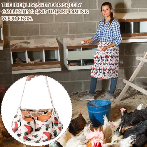Silicherry 2 Pcs Egg Collecting Apron Chicken Egg Gathering Basket with 7 Pouches Holding Apron with 15 Pockets(Classic) - Image 4