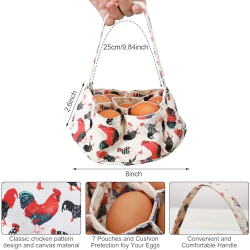 Silicherry 2 Pcs Egg Collecting Apron Chicken Egg Gathering Basket with 7 Pouches Holding Apron with 15 Pockets(Classic) - Image 2
