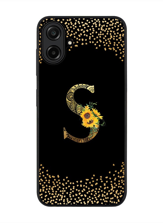 Stylizedd For Samsung Galaxy A07 4G Case,Slim fit Camera Protection, Shockproof Thin Phone cover  - Custom Floral Monogram - S ( Black )