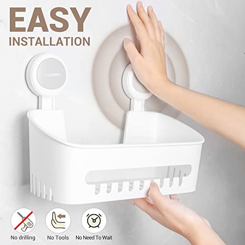 LUXEAR Shower Caddy Suction Cup 2 Pack Suction Shower Basket + Soap Dish Holder NO-Drilling Removable One Second Installation Shower Organizer Powerful Waterproof Bathroom Caddy Storage - Image 4