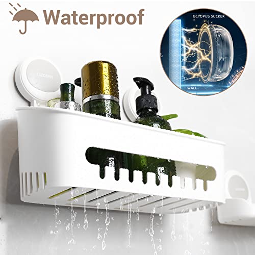 LUXEAR Shower Caddy Suction Cup 2 Pack Suction Shower Basket + Soap Dish Holder NO-Drilling Removable One Second Installation Shower Organizer Powerful Waterproof Bathroom Caddy Storage - Image 3