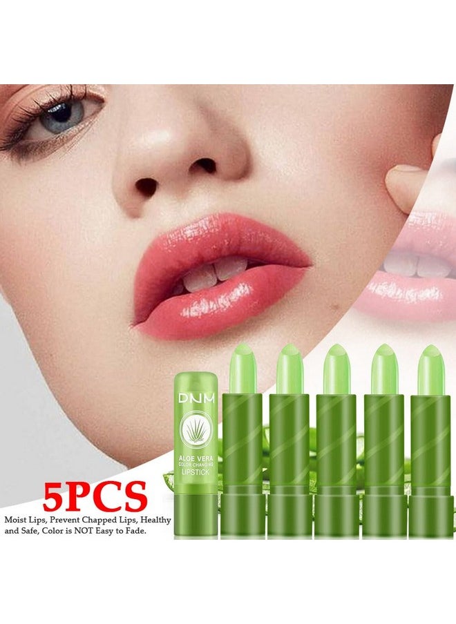 BINGBRUSH BINGBRUSH 5 Pcs Aloe Vera Color Changing Lipstick Queen,Long Lasting Lip Care Nutritious Plumper Lip Balm Moisturizer Magic PH Temperature Color Change Lip Gloss Makeup Set for Women  - Image 3