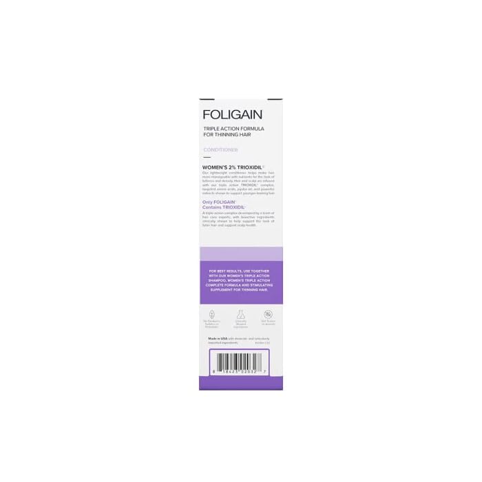 Foligain Triple Action Conditioner For Thinning Hair, Volumizing Conditioner for Women, 8 Fl. Oz. - Image 2