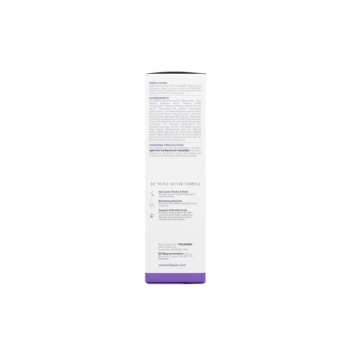 Foligain Triple Action Conditioner For Thinning Hair, Volumizing Conditioner for Women, 8 Fl. Oz. - Image 4