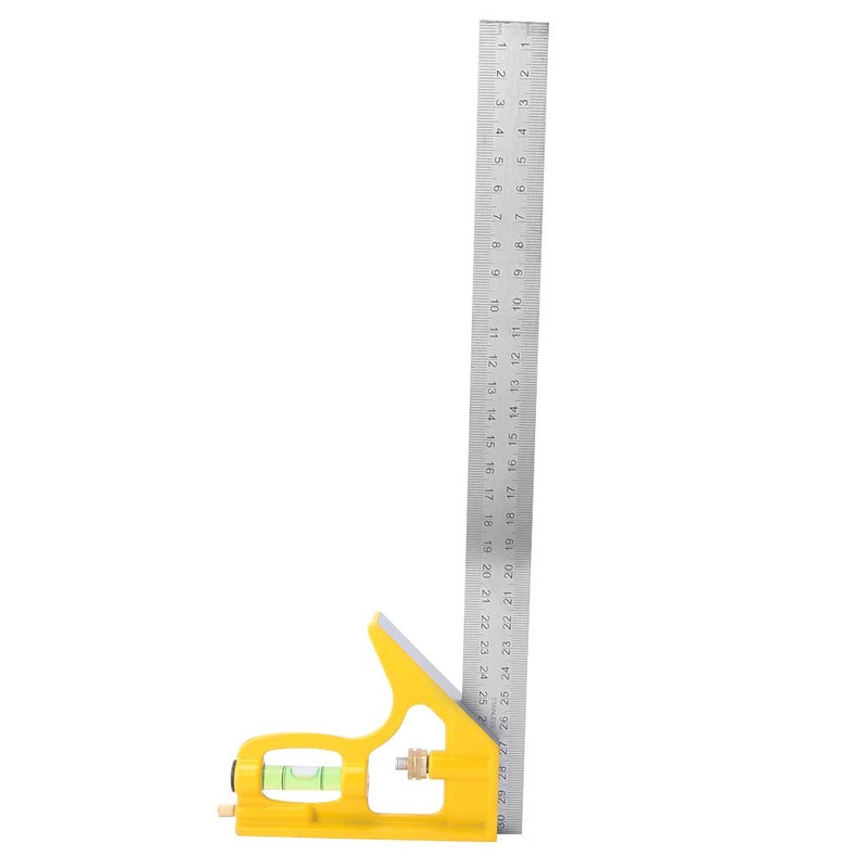 Stainless Steel Adjustable Combination Square Angle Ruler 300mm Yellow, 90 Degree Woodworking Measuring Tool - Durable Zinc Alloy Base, Multi - Angle with Bubble Level, Easy Leng - Image 4