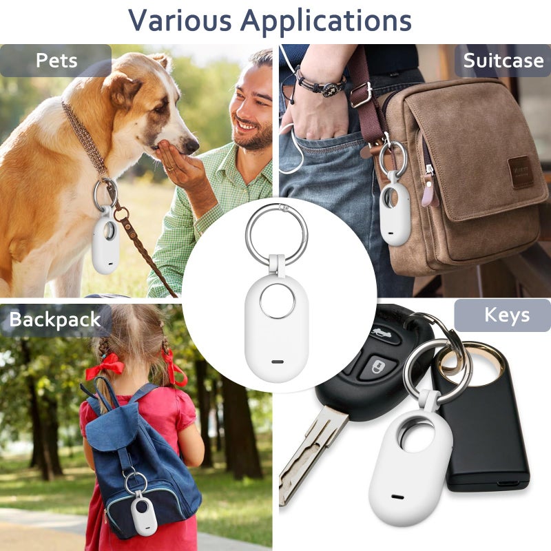 Meliya 4-Pack Holder Case Compatible with Samsung Galaxy SmartTag 2, Protective Silicone Case for Galaxy Smart Tag 2 with Keychain for Pets,Keys,Luggage and More (Black+White+Navy Blue+Pink) - Image 4