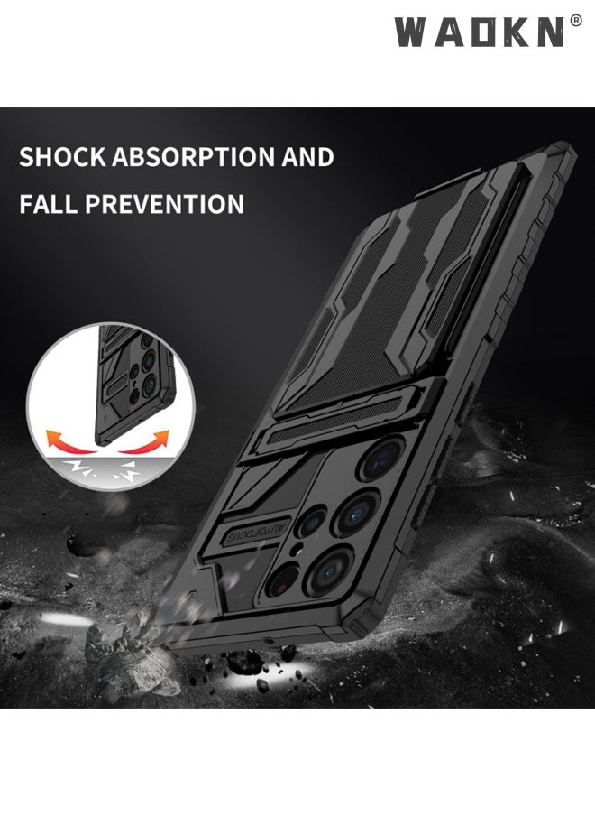 WAOKN Shockproof Protective Cases Cover Compatible for Samsung Galaxy S23 Ultra with Detachable Card Holder(Samsung Galaxy S23Ultra Black)  - Image 4
