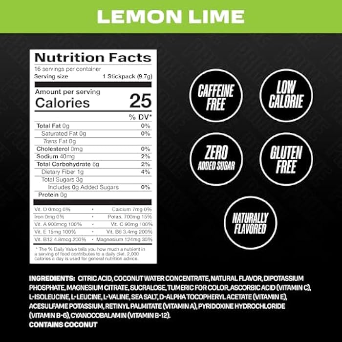PRIME HYDRATION+ Sticks Lemon Lime | Hydration Powder Single Serve Sticks | Electrolyte Powder On The Go | Low Sugar | Caffeine-Free | Vegan | 16 Sticks - Image 2