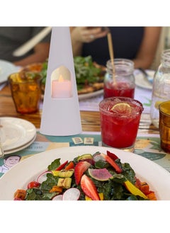 SYOSI Fly Fans for Tables, Fans for Outdoor Table and Tabletop Fans with LED Tea Lights for Decorations, Lightweight Odor Free Fly Repellent Fan, Keep Flies Away from Your Food Enjoy Outdoor Meal White  - Image 3