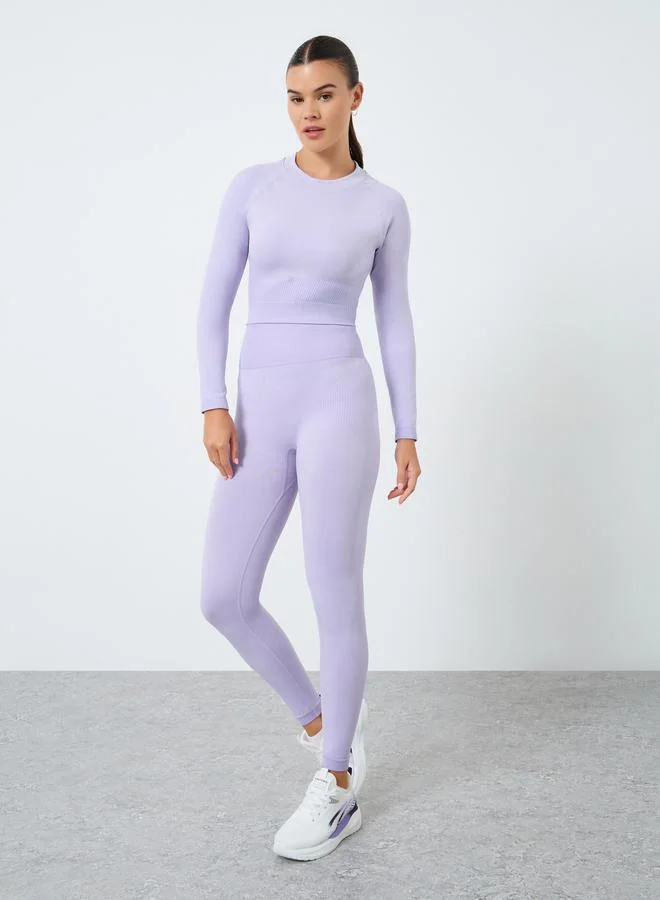 ستايلي اكتيف طقم رياضي: بلوزة طويلة بنقشة جاكار مع ليجن