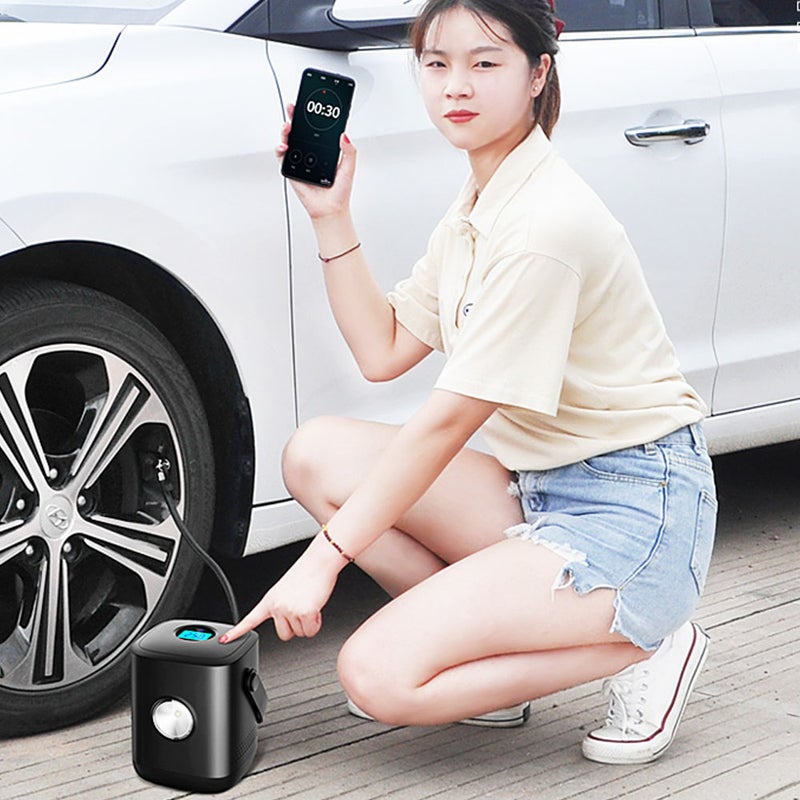 Car Air Pump Portable Multifunctional Air Compressor Electric Tire Inflator with Digital Display LED Light Auto-Off Function for Car Motorcycle Bicycle Tires Balls - Image 4
