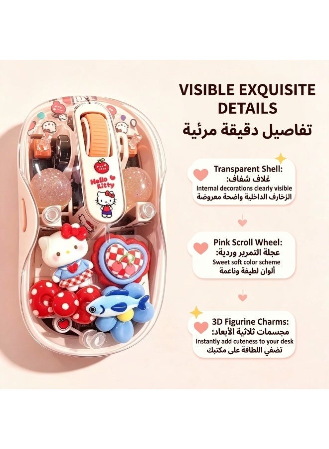 Hello Kitty DIY Cute Transparent Wireless Glowing Mouse, Lovely Handmade Resin Decor Computer Mouse, Girly Desktop Accessory Birthday Gift for Her - Image 4