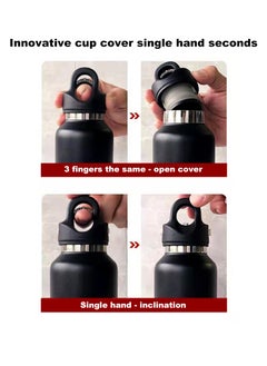 RevoMax Revomax vacuum Insulated Flask with Twist Free CAP, open & close with one hand in one second Onyx Black. 20oz/ 592ml  - Image 4
