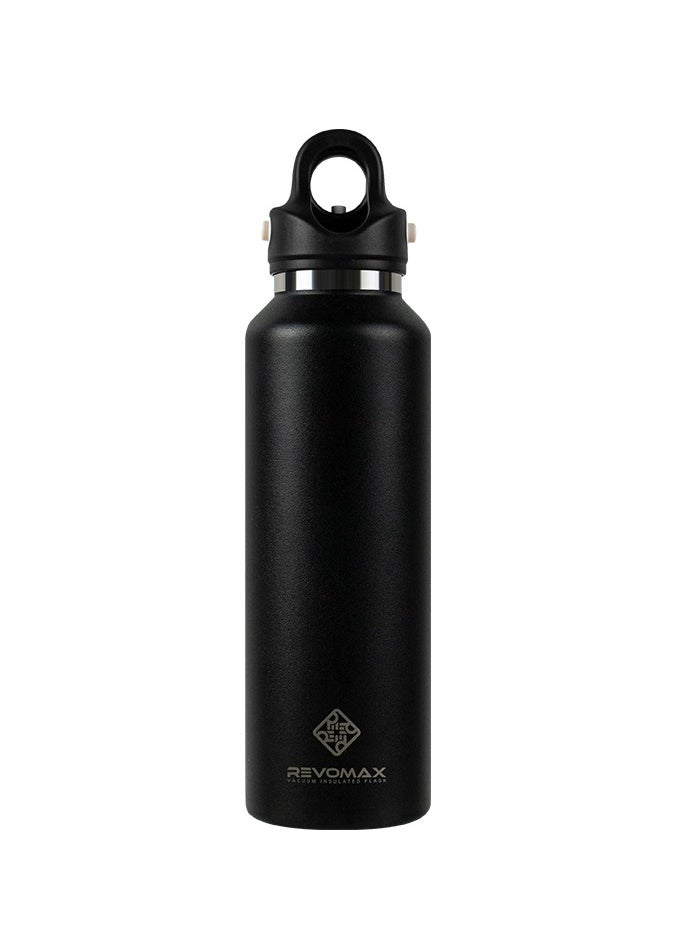 RevoMax - Revomax vacuum Insulated Flask with Twist Free CAP, open & close with one hand in one second Onyx Black. 20oz/ 592ml - Image 1