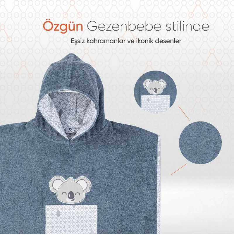 Gezenbebe Hero Hero Hooded Towel Baby Kids Poncho Koala