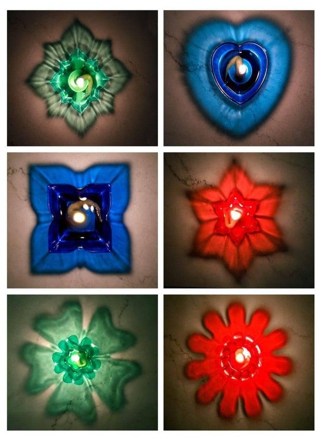 12 Pieces, 3D Reflective Shadow Diyas for Diwali Decoration Item for Home Decor | Dipawali Diya | Transparent Oil and Water Diya Deepawali Decoration Diya bati Reflection TeaLight Diya Set - Image 4