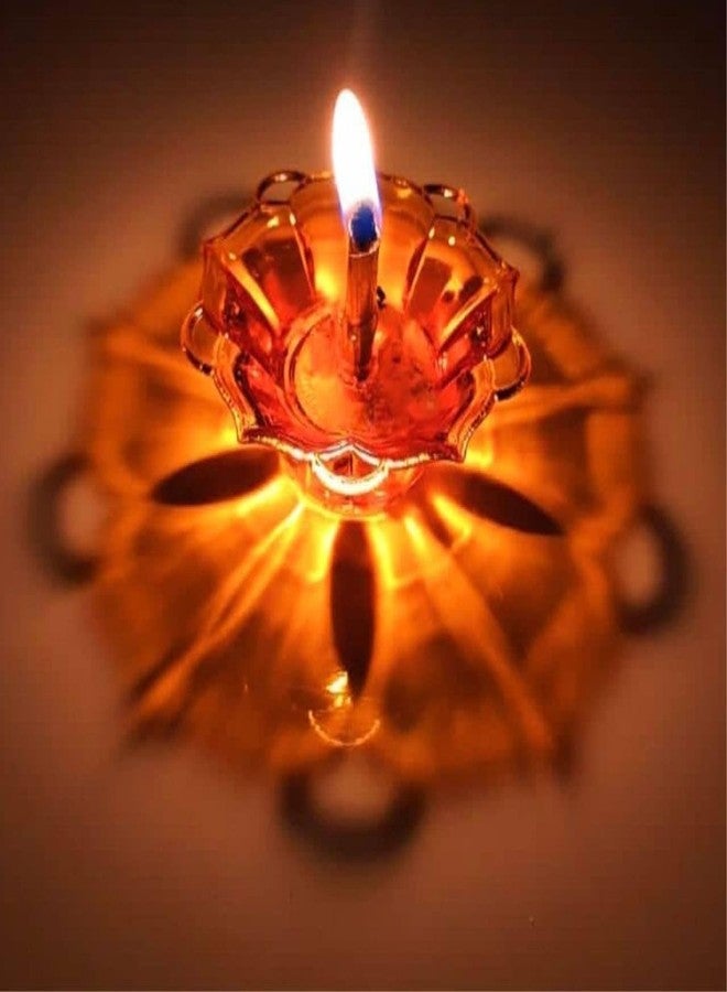 12 Pieces, 3D Reflective Shadow Diyas for Diwali Decoration Item for Home Decor | Dipawali Diya | Transparent Oil and Water Diya Deepawali Decoration Diya bati Reflection TeaLight Diya Set - Image 2