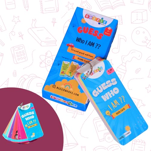 BuzzieWorld Buzzie - Guess Who I Am? Riddle Cards | Flashcards for Kids, Preschooler, Children | Return Birthday Gifts | Travel Pack | Screen Free | 3-99yrs | Pack of 30 Double Sided flashcards | 30X2 Riddles - Image 2