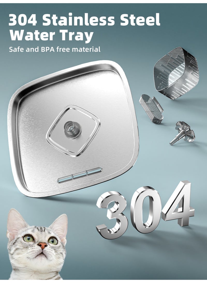 Serinovia Cat Water Fountain: 75oz/2.2L Automatic Pet Water Dispenser for Cats with 304 Stainless Steel Water Tray, Musical Wave Design with LED Indicator Pet Water Fountain for Cats Inside - Image 3