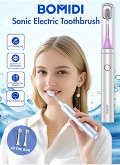 BOMIDI TX6 Sonic Electric Toothbrush: 60° Sweeping for Deep Cleaning, 6 Professional Modes, UV Sterilization, IPX7 Waterproof, and Type-C Charging - Grey  - Image 3