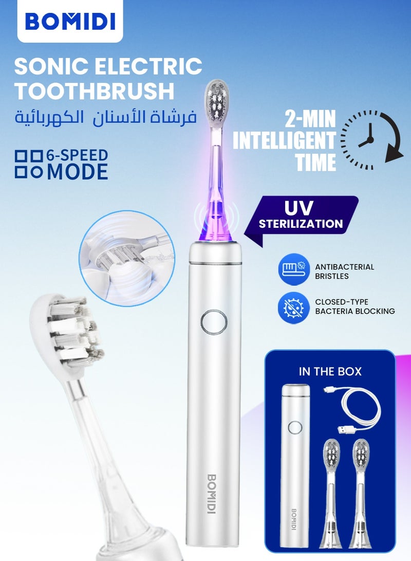 باميدي فرشاة الأسنان الكهربائية TX6 بالموجات فوق الصوتية: كنس 60 درجة للتنظيف العميق، 6 أوضاع احترافية، تعقيم بالأشعة فوق البنفسجية، مقاومة للماء IPX7، وشحن من النوع C - رمادي - Image 1