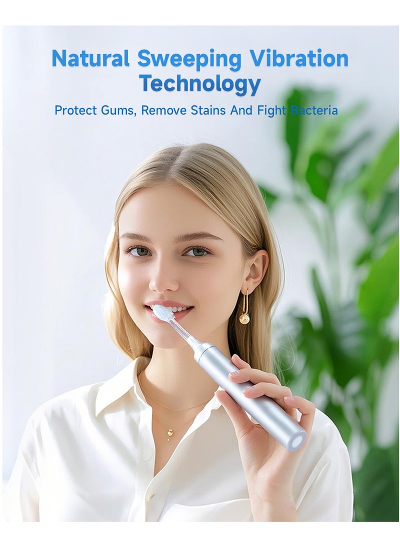 باميدي فرشاة الأسنان الكهربائية TX6 بالموجات فوق الصوتية: كنس 60 درجة للتنظيف العميق، 6 أوضاع احترافية، تعقيم بالأشعة فوق البنفسجية، مقاومة للماء IPX7، وشحن من النوع C - رمادي - Image 5