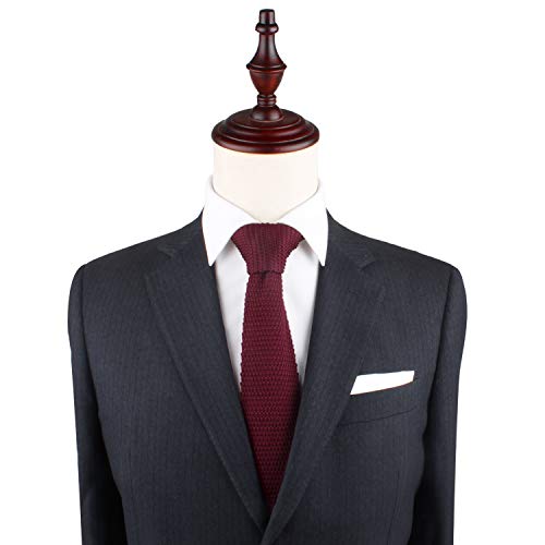 AUSCUFFLINKS Maroon Knit Skinny Tie | Red Knitted Slim Tie for Men | Groomsmen Wedding Neckties (One Size, Red) - Image 5