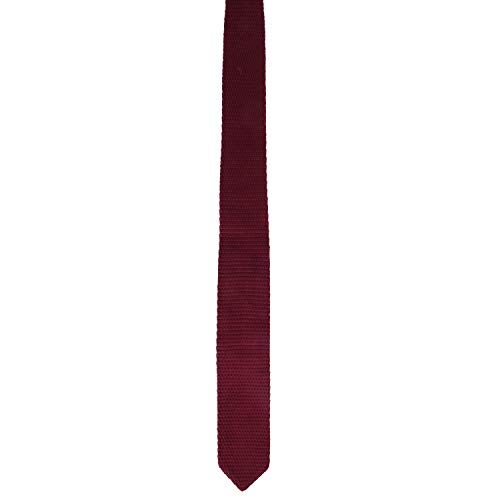 AUSCUFFLINKS Maroon Knit Skinny Tie | Red Knitted Slim Tie for Men | Groomsmen Wedding Neckties (One Size, Red) - Image 3