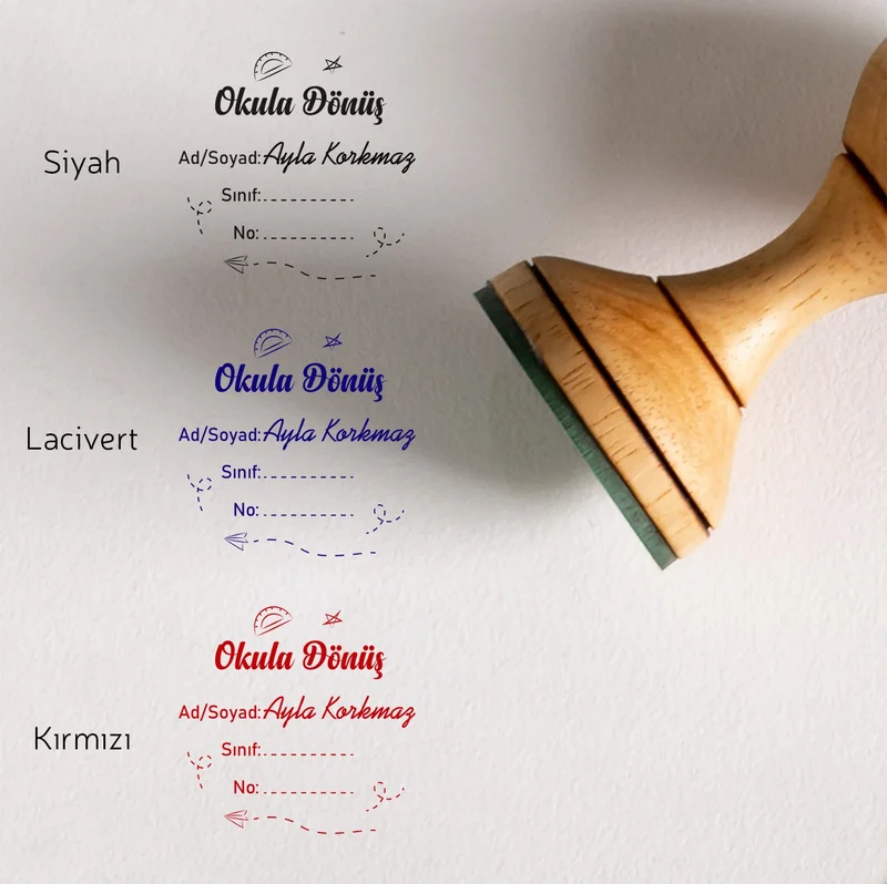 هدية سيبتي Wooden School Label Seal with Gift Basket Back to School Design