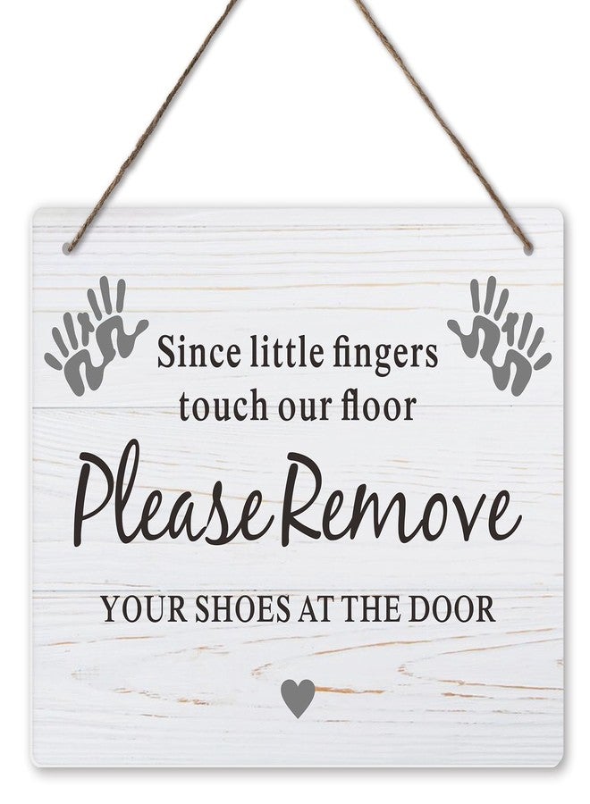 fun-plus Please Take Your Shoes Off - Remove Your Shoes Sign - PVC Plastic Hanging Sign- Since Little Fingers Touch Our Floor - Image 1