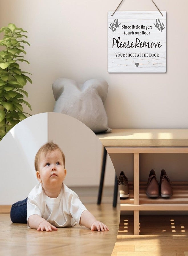 fun-plus Please Take Your Shoes Off - Remove Your Shoes Sign - PVC Plastic Hanging Sign- Since Little Fingers Touch Our Floor - Image 4