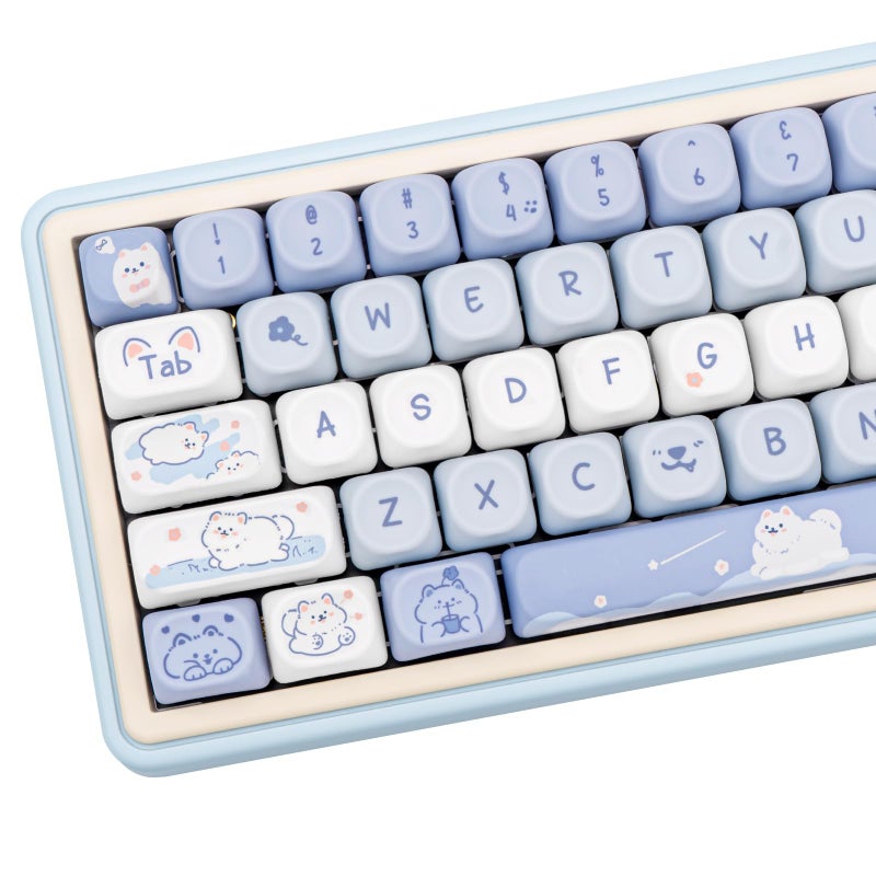 مفاتيح مخصصة من COOMICKEY زرقاء بيضاء MOA بروفايل مجموعة مفاتيح PBT 132 مفتاح طقم مفاتيح صبغ تحت الضغط للوحة المفاتيح الميكانيكية 618710410884649896